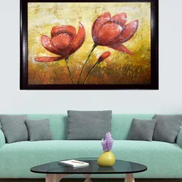 Gallery99 Yellow & Red Redish Tulips Flower Original Handmade Oil Painting-image-9