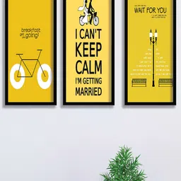 SAF Yellow & Black 3 Pieces Motivational Painting Wall Arts-picture-10