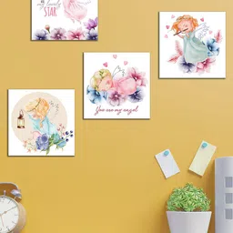 WENS Set Of 4 White and Pink My Adorable Angel Wall Art Panels-image-98