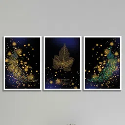 SAF Yellow & Black 3 Pieces Peacock Painting Wall Arts-picture-13