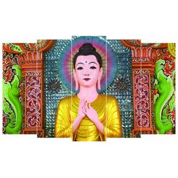 Inephos Gold & Green 5 Pieces Religious Printed Wall Art-image-66