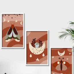 SAF White & Orange 3-Pieces Modern Art Printed Framed Wall Art-image-55