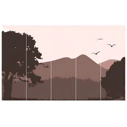 Inephos Pink & Brown 5 Pieces Birds And Animals Printed Canvas Wall Art-picture-16