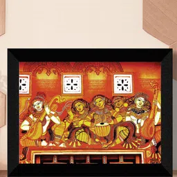 SAF Yellow & Brown Kerela Mural Frame Painting Wall Art-picture-3