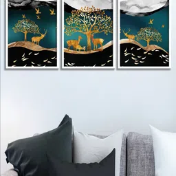 SAF Black & Yellow 3 Pieces Nature Art Framed Wall Art-image-82