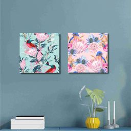SAF 2 Pcs Blue & Pink Floral Canvas Painting Wall Art-image-33