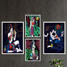 SAF White & Blue 4 Pieces Framed Traditional Wall Art-image-11