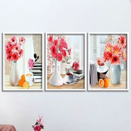 SAF White & Pink 3 Pieces Modern Art Framed Wall Art-picture-9