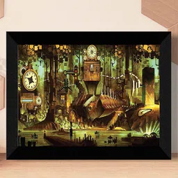 SAF Black & Green Vintage Art Painting Framed UV Coating Wall Art-picture-44