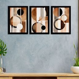 WENS Beige & Brown 3 Pieces Synthetic Wooden Paintings Wall Art-17