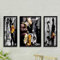 SAF Black & Orange 3 Pieces Romantic Kids Couples Painted Wall Art-image-20