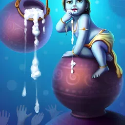 British Terminal Blue & Pink Lord Little Krishna Religious Wall Sticker-picture-37