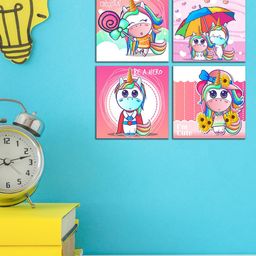 WENS Set of 4 Pink Unicorn Wall Panels-32