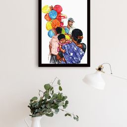 Gallery99 White & Blue Ballon Seller Frame Textured Framed Wall Art-image-84