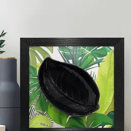 Gallery99 Black & Green Leaf Printed Framed Wall Painting-53