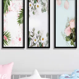 SAF Black & White 3 Pieces Floral Painting Wall Arts-image-3