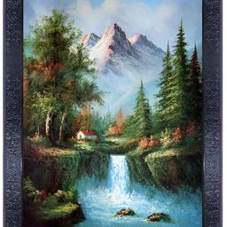 PnF Black & Blue Wooden Floral and Botanical Wall Painting-image-38