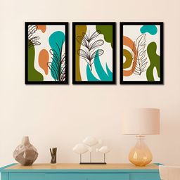 WENS White & Green 3 Pieces Synthetic Wooden Painting Wall Art-35