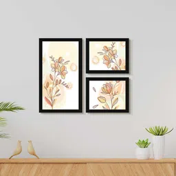 999Store Brown & White 3 Pieces Floral Water Color Painting Wall Art-image-29