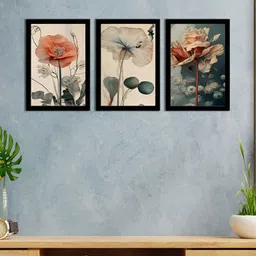 WENS Black & Red 3 Pieces Synthetic Wooden Painting Wall Art-41