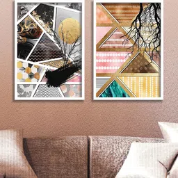 SAF Brown & Black 2-Pieces Modern Art Printed Framed Wall Art-34