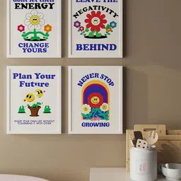 Art Street White & Blue 4 Pieces Framed Motivational Quotes Wall Arts-image-21