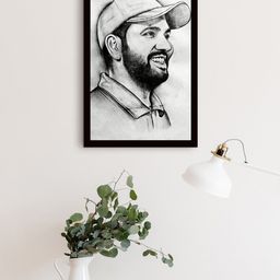 Gallery99 Grey & Black Rohit Sharma Painting Wall Art-image-54