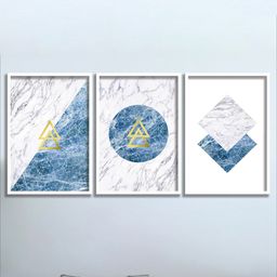 SAF White & Blue 3-Pieces Modern Art Printed Framed Wall Art-image-30