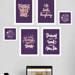 Art Street Purple & White 6 Pcs Motivational Quotes Wall Arts-image-4