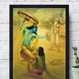 Gallery99 Yellow & Blue Mahabharata Apex Textured Paper Framed Wall Art-image-22