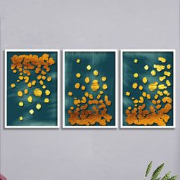 SAF 3-Pcs Yellow & Grey Abstract Painting Framed Wall Art-23