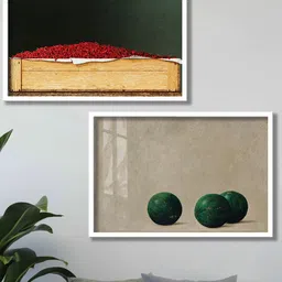 SAF Green & Beige 2 Pieces Framed Wall Art-14
