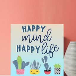 Gallery99 Blue & Blue Happy Mind Happy Life Motivational Quotes Printed Wall Art-image-47