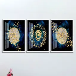SAF 3-Pcs Black & Golden Modern Art Framed Wall Art-17