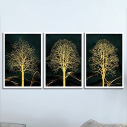 SAF Black & Yellow 3 Pieces Modern Art-Painted Framed Wall Art-image-88