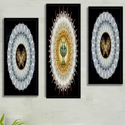 SAF Black & Blue 3 Pieces Abstract Painting Water Proof Wall Arts-image-93