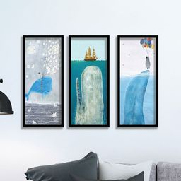 SAF Blue & Grey 3 Pieces Painting Wall Arts-image-94