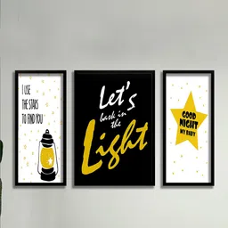 SAF White & Black 3-Pieces Good Night Printed UV Coating Wall Art-image-39