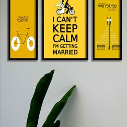 SAF Yellow & Black 3 Pieces Married Quotes Framed Wall Art-image-94
