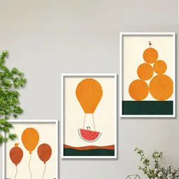 SAF White & Orange 3-Pieces Modern Art Printed Framed Wall Art-picture-35