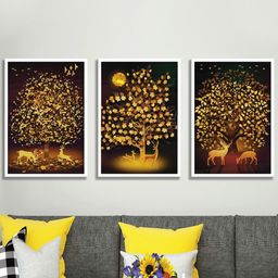 SAF Black 3 Pieces Nature Painting Wall Arts-image-120