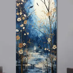 SAF Blue & White Nature Painting Wall Art-image-16