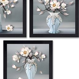 PnF Black & Grey 3 Pieces Wooden Abstract Painting Wall Art-image-73