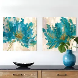 Art Street Blue & Beige 2 Pieces Canvas Floral and Botanical Wall Arts-image-49