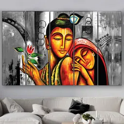 SAF Grey & Red 5 Pieces Radha Krishna UV Textured MDF Wall Art Painting-12