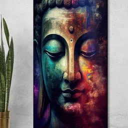SAF Red & Blue Lord Buddha Painting Wall Art-image-5