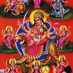 British Terminal Red and Blue Goddess Durga Wall Sticker-24