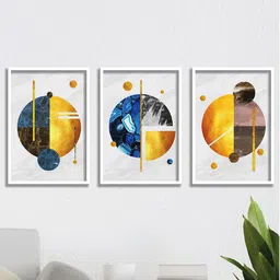 SAF White & Blue 3 Pieces Abstract Wall Art-picture-12