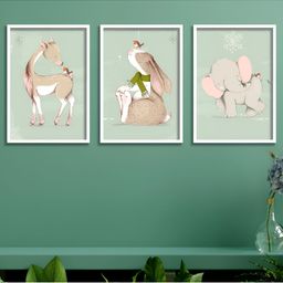 Aura Green & Beige 3 Piece Wood Floral and Botanical Wall Paintings-image-31