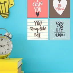 WENS Set Of 4 Pink & Blue Love U Baby Printed Laminated Wall Panels-10
